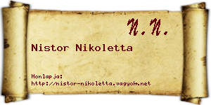 Nistor Nikoletta névjegykártya